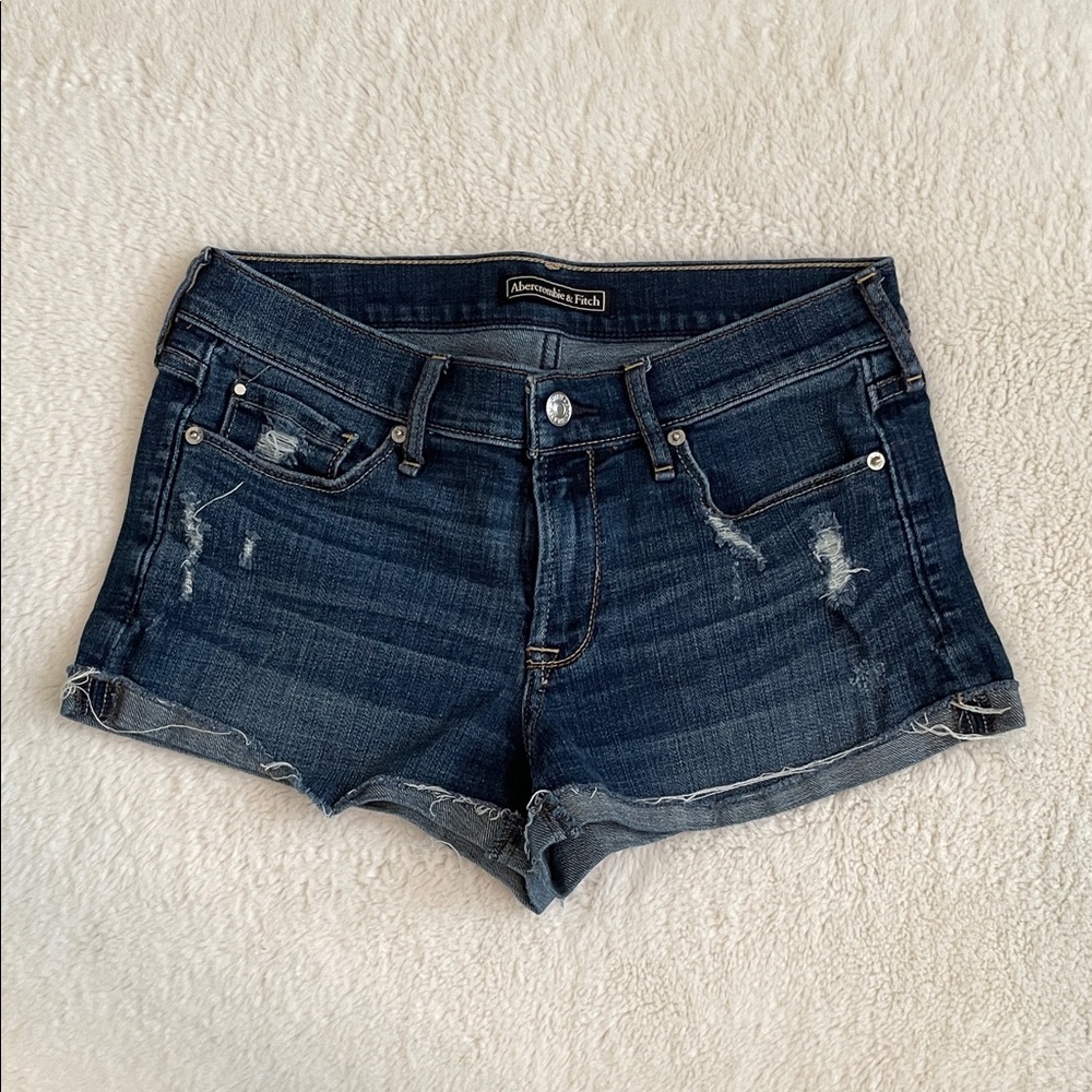 Abercrombie & Fitch Women's Dark Blue Jean Shorts